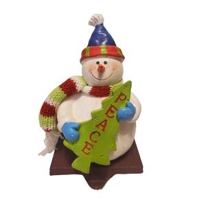 Snowman Stocking Holder  Brown Base